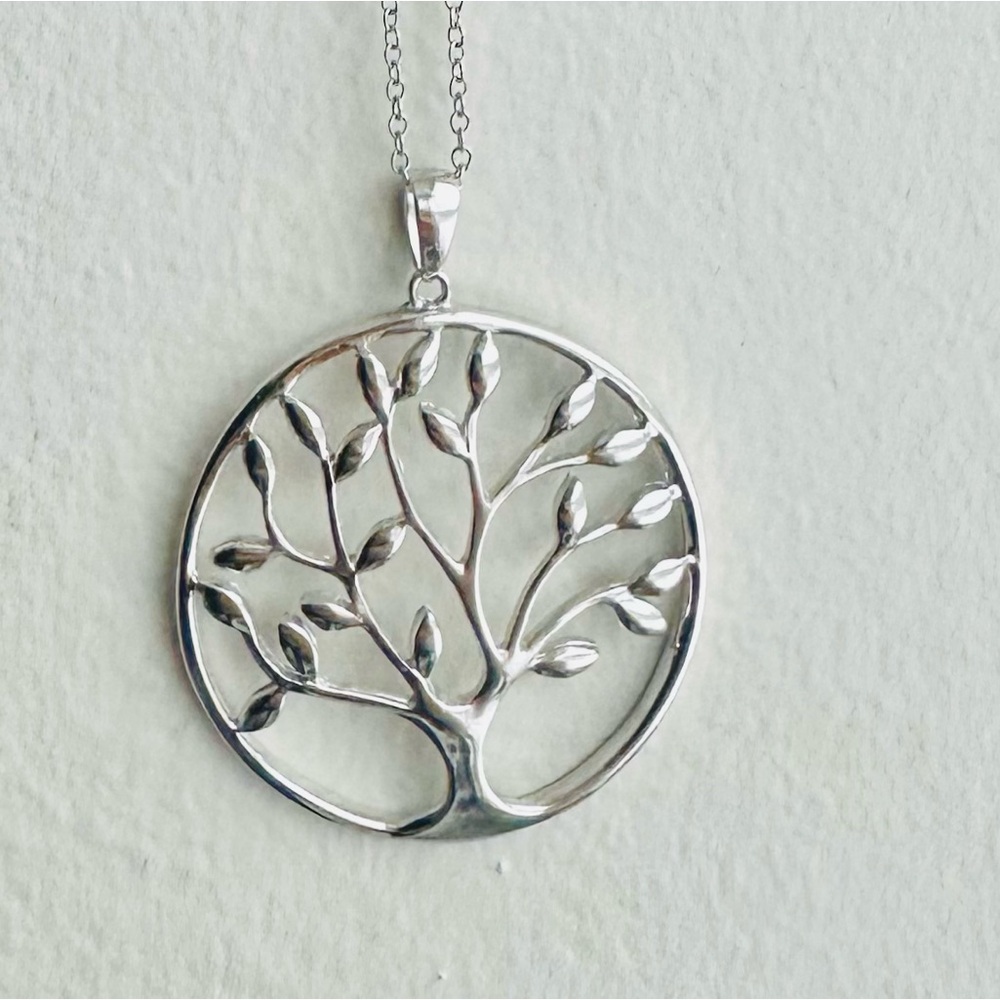 Boho Lux STERLING Silver Tree of Life Pendant w Italy Chain Necklace, Signed ATI